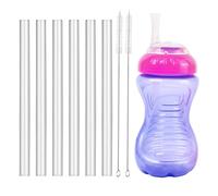 Straw Replacement Compatible with Nuby Sippy Cup, Reusable Replacement Straw Compatible with Nuby Spill-proof Flexible Sippy Cup,6Pack with 2 Staw Brushes