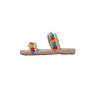 Straw Sandals for Women Platform Bohemian Two Strap Sandals Womens Slip On Flat Knit Slippers Shoes Lightweigh Sliders Ladies Flowers Summer Wide Fit Women's Boho Knitting Walking Sandals Size 3.5-7.5