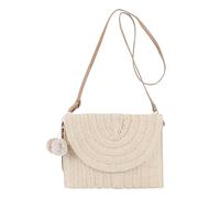 Straw Shoulder Bag, Beach Straw Bag, Woven Bags for Women with Ball Pendant, Chic Beach Purse for Shopping, Hiking, Camping, Dating, Travel, beige, Siehe Beschreibung