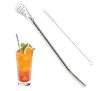 Straw Spoon - Detachable Filter Spoon Straw - Reusable Multifunctional Drink Straw with Cleaning Brush, Bombilla Drinking Straws for Coffee, Soup, Cocktail Milkshake