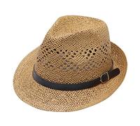 Straw Sun Hats for Women with UV Protection UPF 80+ Summer Beach Suncreen Hats Foldable Lightweight Packable Wide Brim Floppy Panama Fedora Felt Hat with Adjustable Strap
