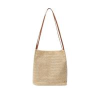 Straw Tote Bag for Women, Lightweight Beach Bag with PU Leather Handles, Summer Shoulder Bag, Casual Woven Handbag for Shopping, Travel, Work, and Outings, Spacious