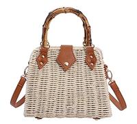 Straw Tote Bag for Women Rattan Crossbody Handbags Woven Wicker Clutch Purse Imitation Bamboo Top Handle Shoulder Bag, White, One Size, M-zy-23b87-white