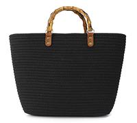 Straw Tote Bag for Women Woven Hobo Handbag Shoulder Bag Satchel Fashion Beach Bag Large Top Handle Bag Purse, B-black