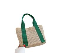 Straw woven bag women's solid color simple beach handbag rustic, Green