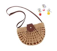 Straw Woven Crossbody Bag For Women Handwoven Rattan Beach Boho Summer Shoulder Bags Vacation Daily(Brown)