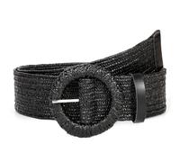 Straw Woven Elastic Belt for Women Stretchy Belts for Dress Fashion Boho Belt Rattan Waist Belt Raffia Ladies Belt,round buckle black 39", Black, Fit waist size up to 35"