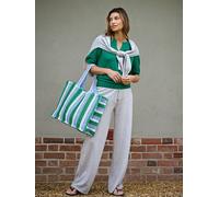 Straw Woven Shoulder Tote Bag Cove Bottle Green One Size