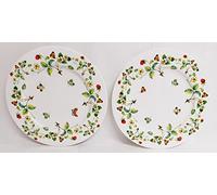 Strawberries & Butterflies Plates Set of 2 Bone China Dinner Plates 10.5" 27 cm Hand Decorated UK