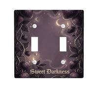 Strawberries Double Light Switch Cover Plate, Gothic Dark Vines Crescent Moons Fall Dark Violet Plastic Standard Size Toggle Light Switch Cover for Living Room Bedroom Home Office Decor