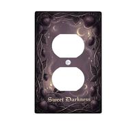 Strawberries Duplex Outlet Covers Wall Plate, Gothic Dark Vines Crescent Moons Fall Dark Violet Plastic Standard Size Face Plates for Electrical Outlets for Home Living Room New Apartment Decor