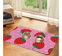 Strawberries Heart,Waterproof Pet Feeding Mat,PU Leather Placemats for Cat Dog Water Bowl,Food Mats,30x45cm