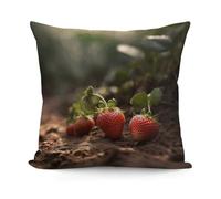Strawberries in The Soil Decorative Pillow Covers, Throw Pillow Covers Soft for All Seasons, Pillowcases for Couch Living Room Sofa Bedroom 18x18 Inch