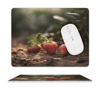 Strawberries in The Soil Mouse Pad,Premium-Textured Mouse Mat Design,Computer Mouse Mat,Stitched Edges, Water-Resistant, for Gamer, Office & Home,Square Mouse Pad,Spill-Resistant Surface, Durable Mate