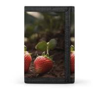Strawberries in The Soil Wallet Compact Blocking Trifold Wallets with Zipper Minimalist Purse Wallet Credit Card Holder