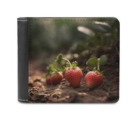Strawberries in The Soil Wallet Fashionable Slim Leather Wallet with Multiple Card Slots And Hidden Compartments Wallets