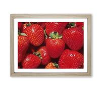 Strawberries Modern Framed Print | A4 Oak Framed Wall Art | Ready to Hang | Modern Nature Picture | Living Room Bedroom Lounge Office