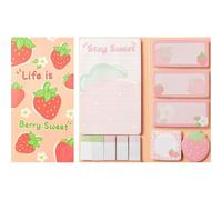 Strawberries Sticky Notes Set, 550 Sheets,Cute Cartoon Dog Post It Notes with 3 Point Pens, Self-Adhesive Writing Memo Pages Back to School Office Supplies