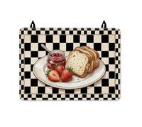 Strawberries Stove Top Cover for Electric Stove, Vintage Rustic Toast Jam Summer Black Washable Waterproof Glass Top Cover for Kitchen Home Kitchen Decor 28x20 Inch