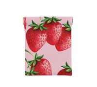 Strawberries with Pink Background, Squeeze Top Wallet Women Storage Bag Small Coin Purse Change Pouch
