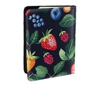 Strawberries with Seeds Printed Passport Holder,Travel Pu Leather Passport Cover Case Organiser for Men Women,6.5 Inch