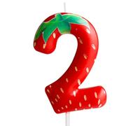 Strawberry 2nd Birthday Candle Gifts for Girls,Fruit Themed Cake for Girls Birthday Gifts Celebration Reunions Anniversary Party Supplies Decorations