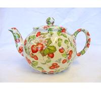 Strawberry 6 Cup teapot by Heron Cross Pottery.