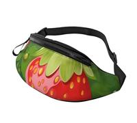 Strawberry and flower Fanny Pack for Men Women, Waterproof Sports Waist Bag Fashion Belt Bag Crossbody Bags Hip Bum Bag with Adjustable Strap Large Sling Bag Purse for Travel Hiking