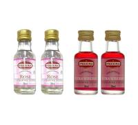 Strawberry and Rose Flavoring Essence Liquid Set - 4X28ml - Food-Safe Concentrated Extracts for Baking, Desserts, Cakes, and Beverages