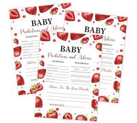 Strawberry Baby Predictions and Advice Cards, Baby Shower Game, Pack of 30 Game Cards, Gender Neutral Boy or Girl, Fun Baby Game and Activity - FA18