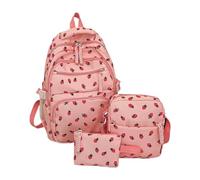Strawberry Backpack - 45x30x15cm Nylon Travel Set, Versatile Book Bag Organizer, Lightweight Pen Pouch Shoulder Carrier | Functional Student Knapsack for Boys Girls School Commute Camping Picnic Daily
