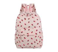 Strawberry Backpack Cute Large Capacity Nylon Bag With Shoulder Straps, Pink, Se référer au descriptif, Refer to description