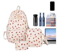 Strawberry Backpack Strawberry Knapsack, Shoulder Pouch, Pen Purse | Backpack Set for Girls, Boys, Kindergarten, Preschool, Outdoor, Camping Trips, Daily Commute