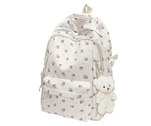 Strawberry Backpack, With Stylish Design, 30x18x43 Cm, Cute Preppy Backpack With Plush Charm, Aesthetic School Bag, Adjustable Padded Straps, For Students, Travel, Birthday