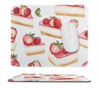 Strawberry Basque Cheesecake Mouse Pad Waterproof Ultra-Thin Non-Slip Rubber Base Square Mouse Mat Gaming Mousepad 9.8"x11.8"