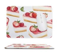 Strawberry Basque Cheesecake Mouse Pad Waterproof Ultra-Thin Non-Slip Rubber Base Square Mouse Mat Gaming Mousepad 7.9"x9.4"