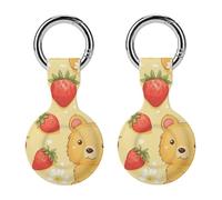 Strawberry Bear Keychain Holder Case Compatible with AirTag Waterproof Silicone Shell Protective Case 2PCS