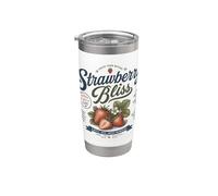 Strawberry Bliss Vintage Typography Fresh Cute Fruit Design Stainless Steel Insulated Tumbler