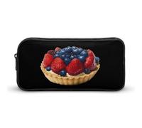Strawberry Blue Berries Tart Large Capacity Pencil Cases with Zippered Portable Pen Pouch Makeup Bag Office Supplies