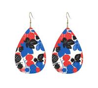 Strawberry Blueberry Bramble Printed Droplet Shaped Acrylic Personalized Earrings, Suitable For Wearing In Various Occasions