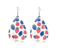 Strawberry Blueberry Bramble Printed Droplet Shaped Acrylic Personalized Earrings, Suitable For Wearing In Various Occasions