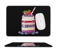 Strawberry Blueberry Shortcake in A Jar Trendy Gaming Mouse Pad Rubber Base Non-Slip Large Desk Mat Home Office 7.9"x9.4"