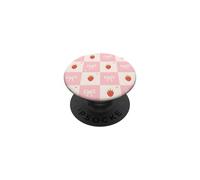 Strawberry Bow Pink Cream Checker Coquette Kawaii Sweet PopSockets Adhesive PopGrip