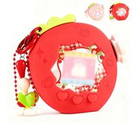Strawberry Bubble Protective Case for Tamagotchi Paradise, with Faceplate & Flower Shaped Zoom Dial Cap - Soft TPU Full Set (Red 1pcs)