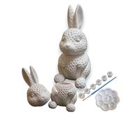 Strawberry Bunny Pottery Painting Kit, Plaster of Paris, Paint Your Own Design, Includes 6 Acrylic Paints and Brush, Trinket Pot Planter, Easter Bunny, Pottery to Paint, Fruit Rabbit Pot