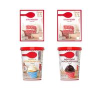 Strawberry Cake Mix Bundle 4 Pack - 2x Strawberry Cake Mix 425g,1x Vanilla Buttercream Icing 400g & 1x Chocolate Fudge Icing 400g - Complete Kit for Two Delicious Cakes