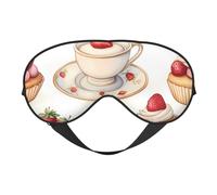 Strawberry Cake Print Sleep Mask with Adjustable Strap, Comfortable Eye Cover for Travel, Yoga, Napping, Sleeping & Relaxation