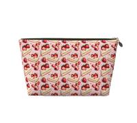 Strawberry Cakes Print Makeup Bag, Cosmetic Travel Toiletry Bag for Women, Cute Leather Makeup Pouch Organizer