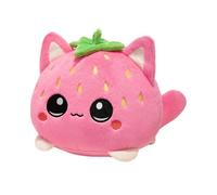 Strawberry Cat Plush - 20cm Cartoon Kitten Doll | Plush & PP Cotton Soft Stuffed Animal, Kawaii Fruit Cat Toy For Girls Kids And Adults Bedroom Decoration Birthday Easter Aesthetic Collectible