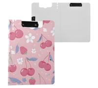 Strawberry Cherry Clipboard a4 Clip Board Foldover Document Folder Files for Paperwork with Clips Lightweight Plastic